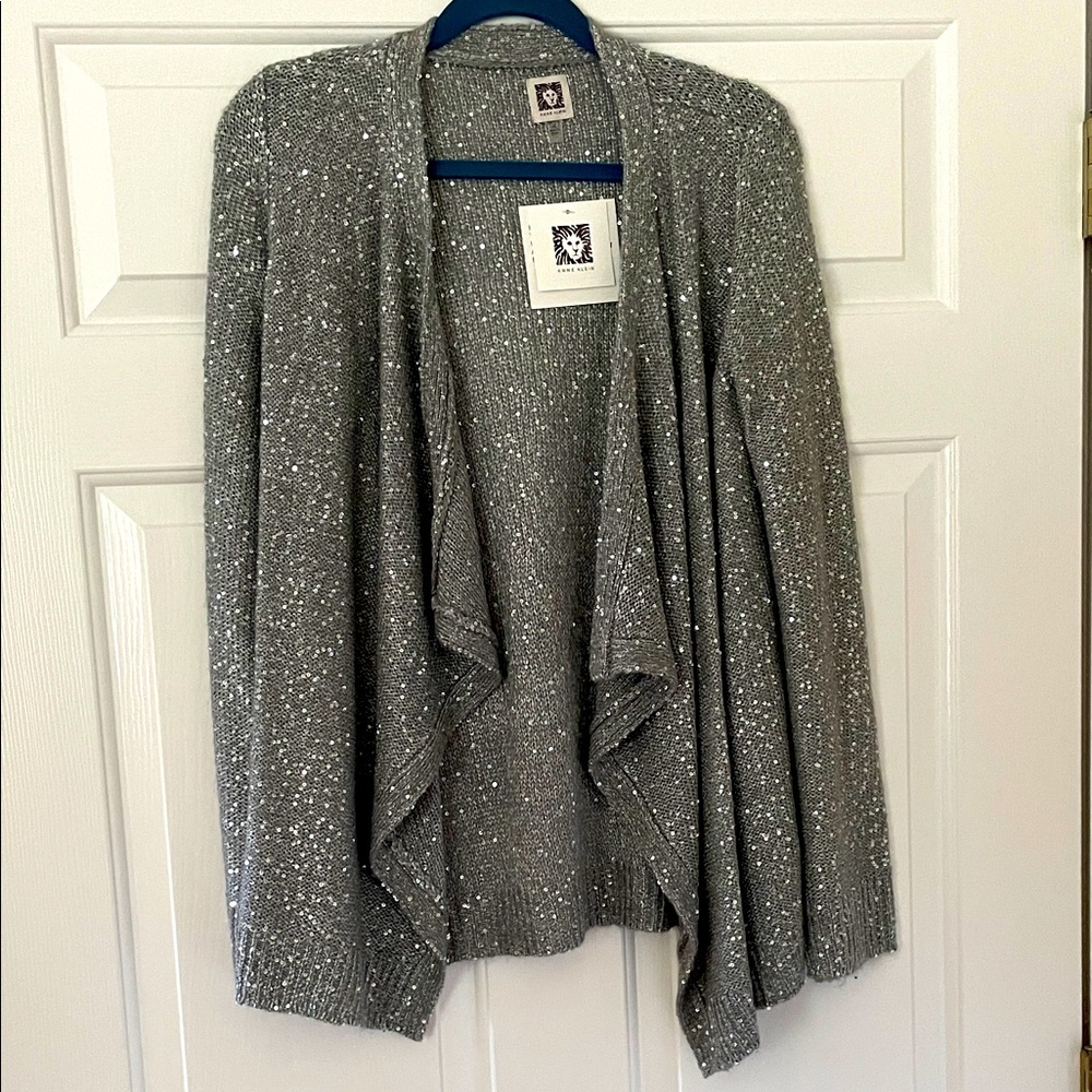Anne Klein Silver Sparkle Cardigan NWT size M